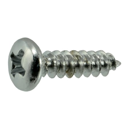 Midwest Fastener Sheet Metal Screw, #6 x 1/2 in, Chrome Plated Steel Pan Head Phillips Drive, 10 PK 34681